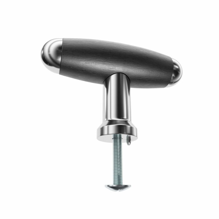 Meubelknop Nikkel Glans met Ebbenhout