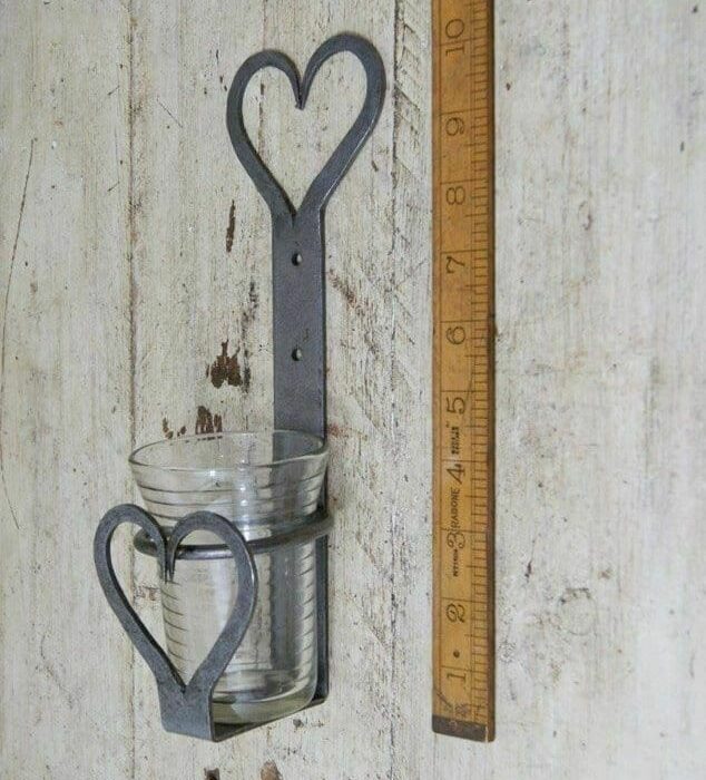 Kaarsenhouder Hart Antraciet Inclusief Glas 20 cm