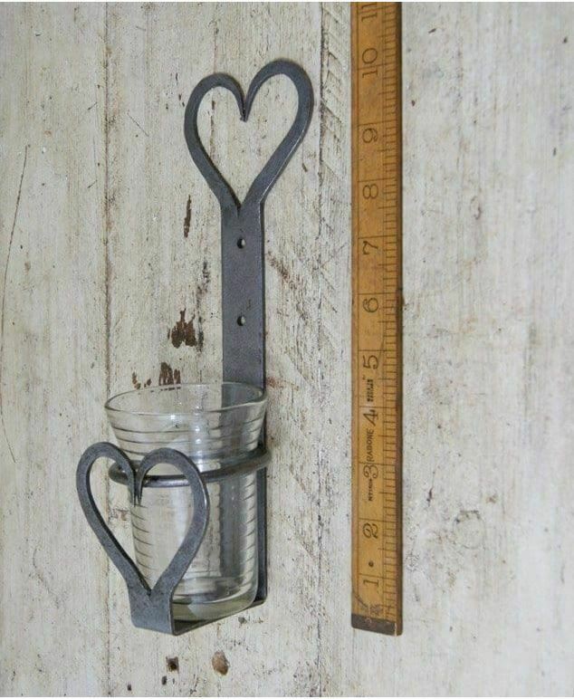 Kaarsenhouder Hart Antraciet Inclusief Glas 20 cm
