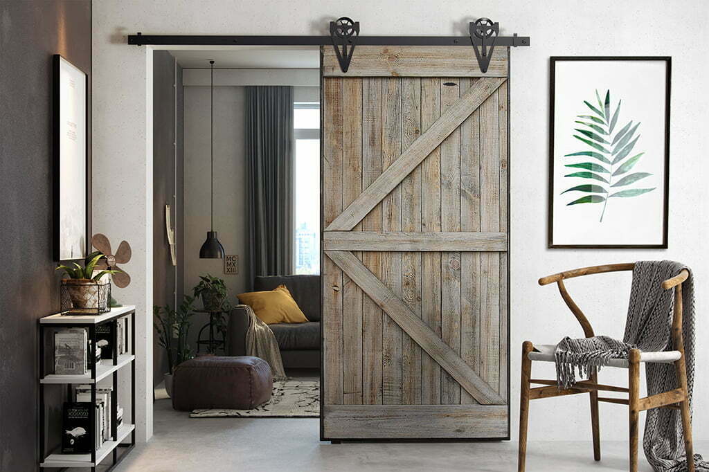 Schuifdeur Hout en Staal - Afbeelding 2