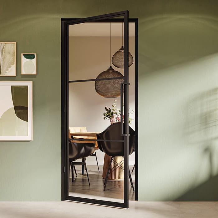 Stalen scharnierdeur Smartline linksdraaiend helder glas 211,5x83