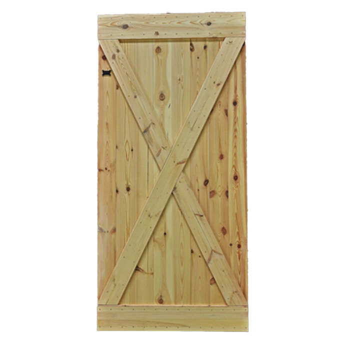 Houten schuifdeur Pijnboom 210x100 X-motief