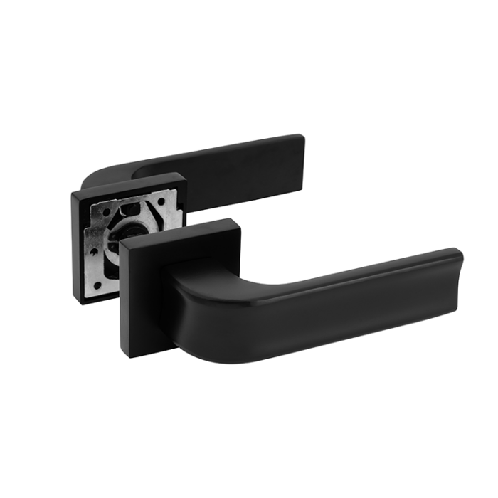 Deurklink Zagreb met vierkant rozet mat zwart