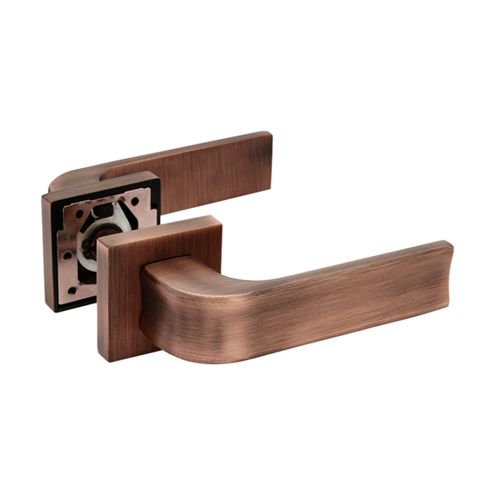 Deurklink Zagreb met vierkant rozet antiek koper