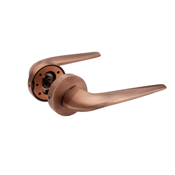 Deurklink Palermo met rond rozet antiek koper