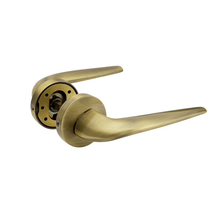 Deurklink Palermo met rond rozet antiek messing