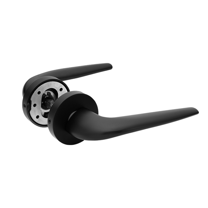 Deurklink Palermo met rond rozet mat zwart