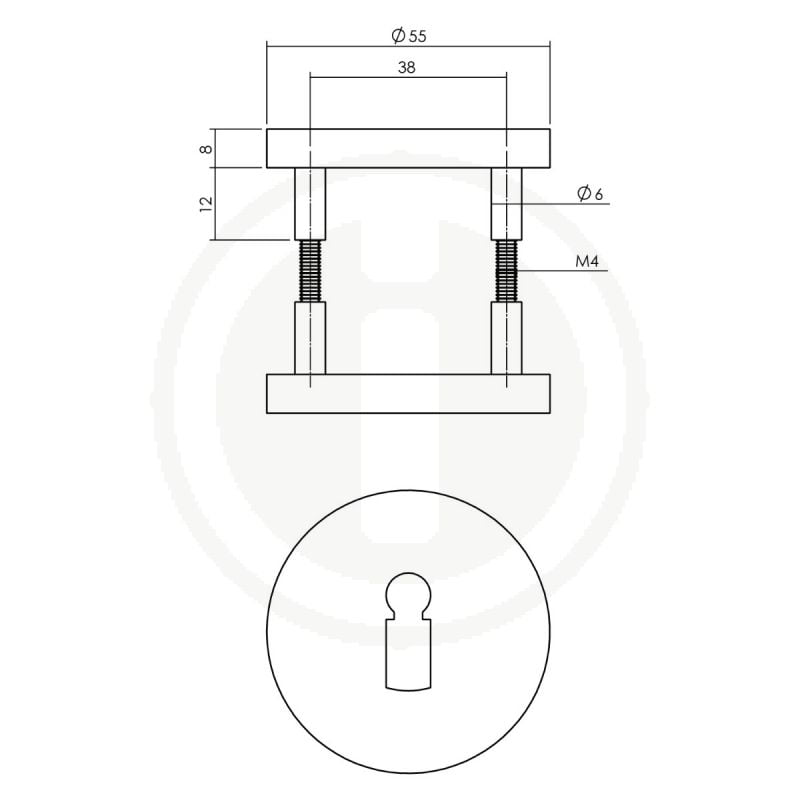 Intersteel rozet met sleutelgat 55x8mm aluminium zwart - Afbeelding 2