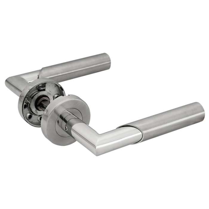 Deurklink Athene met rond rozet RVS