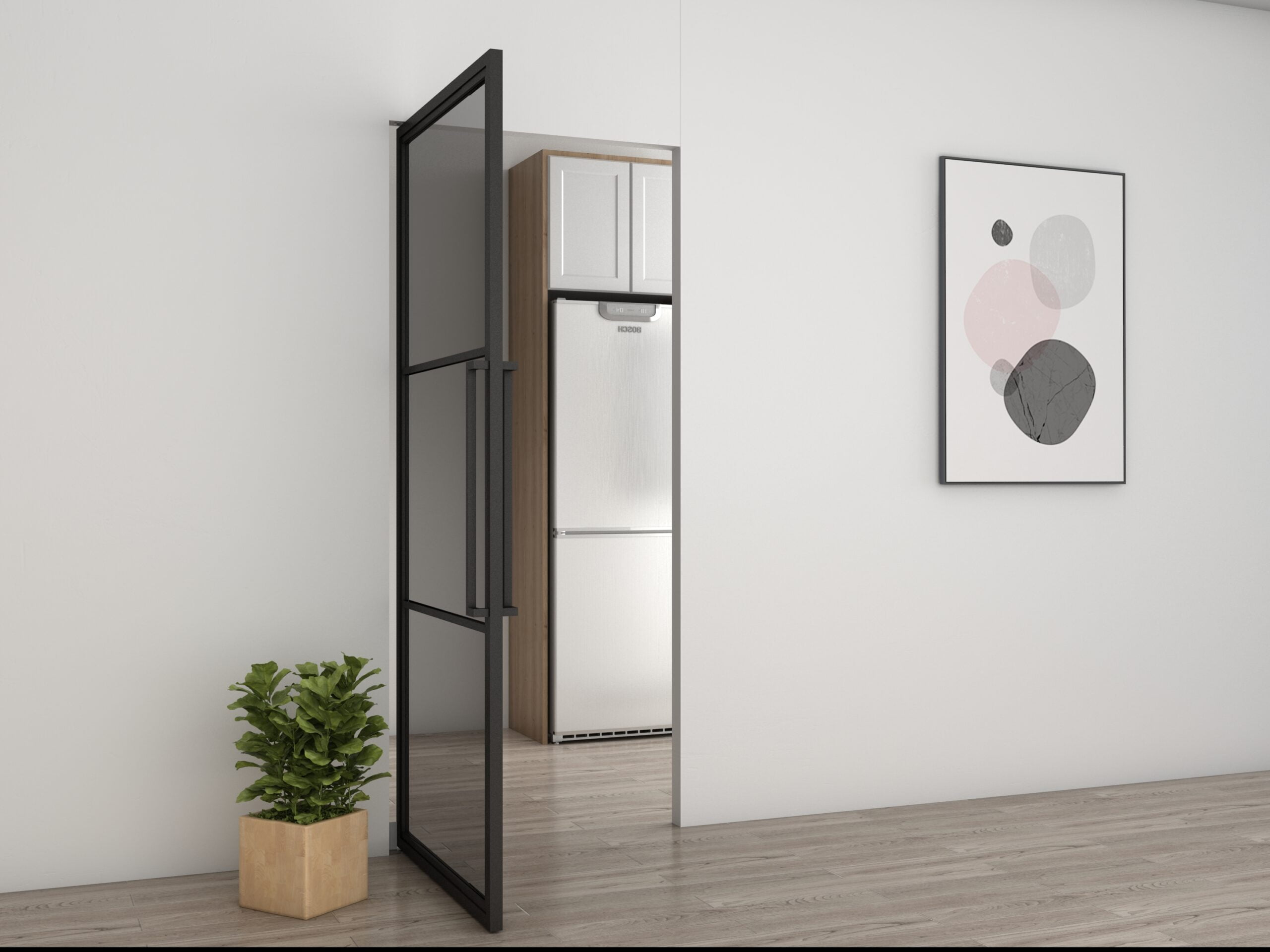 Stalen taatsdeur 3 vaks rookglas 209,2 x 145,2cm