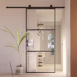 Stalen schuifdeur Slimline 3-vaks helder glas