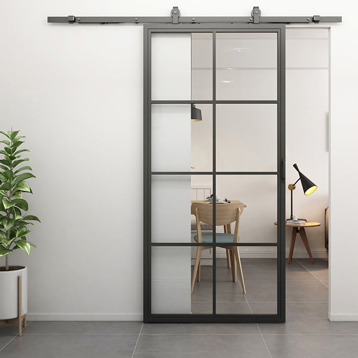 Stalen schuifdeur Smartline 8 vaks helder glas 236,0 x 96,0cm