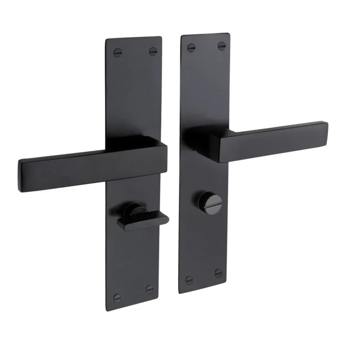 Nova deurklink op schild in zwart en WC-slot