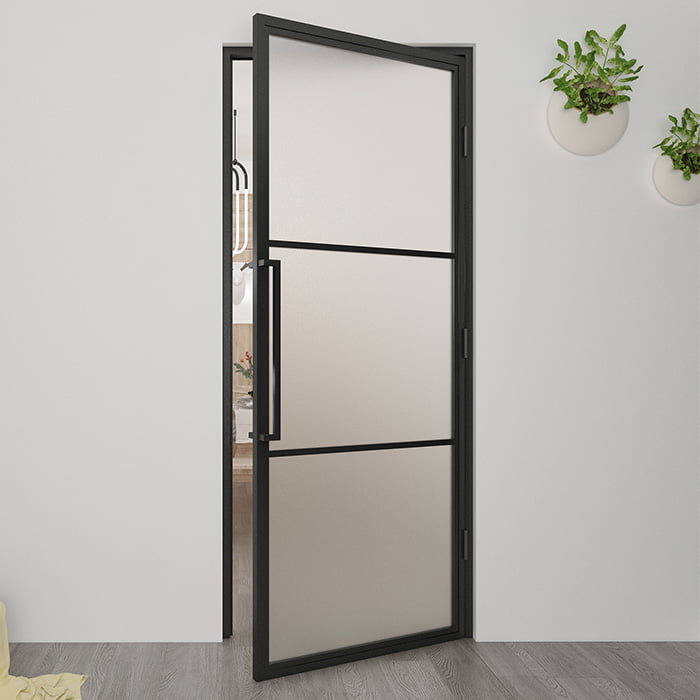 Stalen scharnierdeur Smartline rechtsdraaiend mat glas 231,5x93