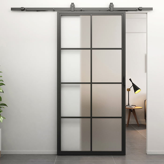 Maatwerk stalen Schuifdeur Smartline 8-vaks mat glas