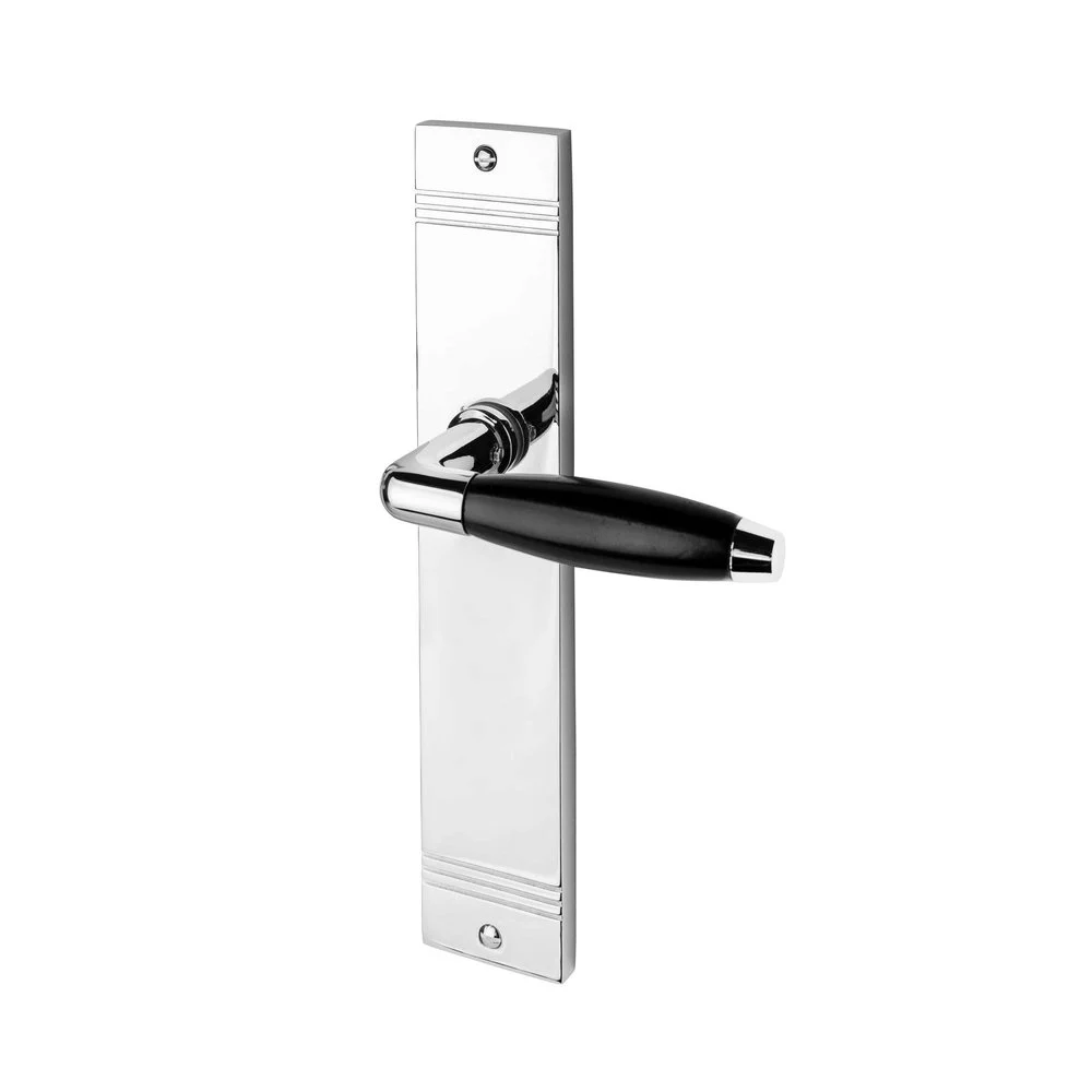 Klassiek geveerde deurklink op schild glanzend nikkel - Afbeelding 2