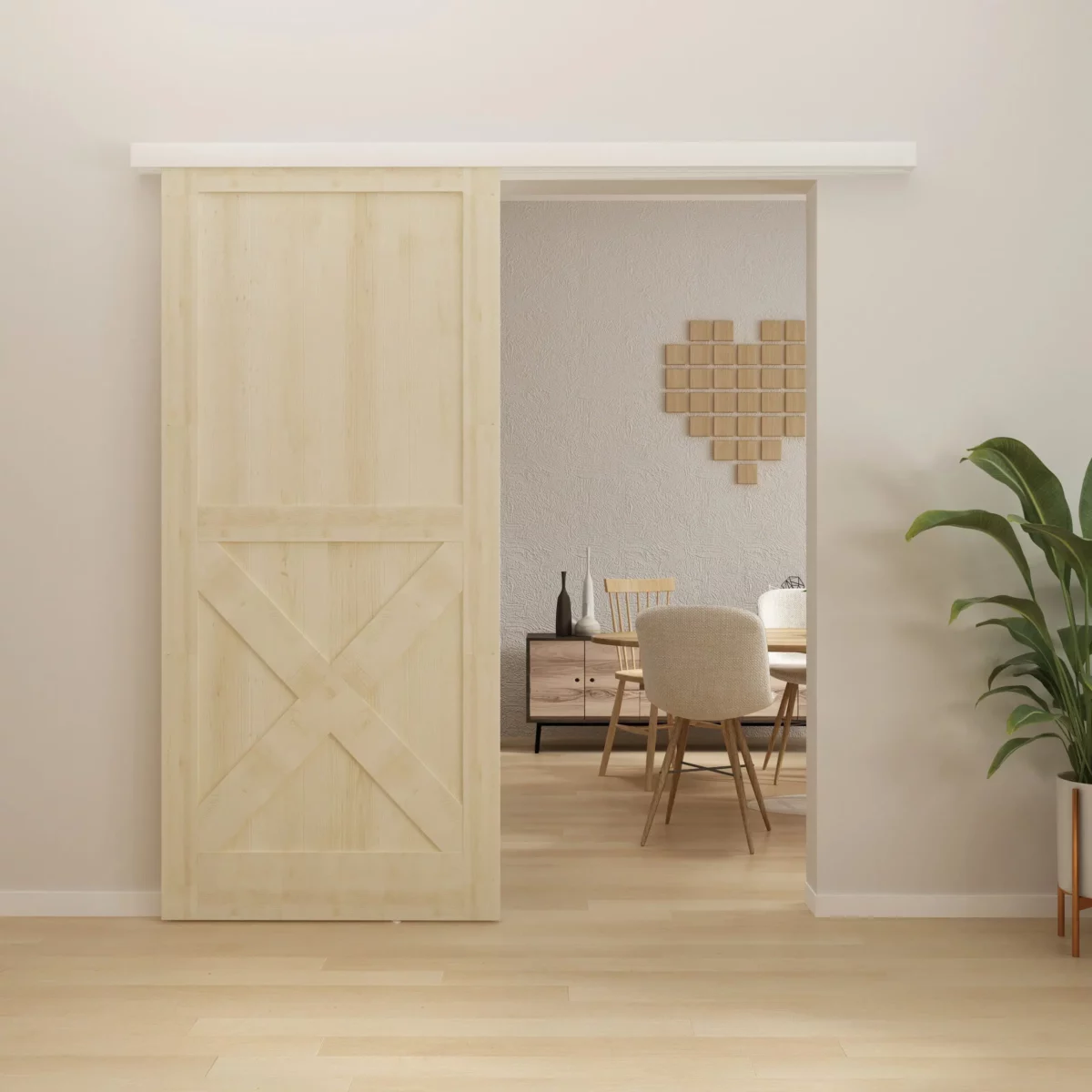 Schuifdeursysteem Modern wit 240cm plafondmontage - Afbeelding 2