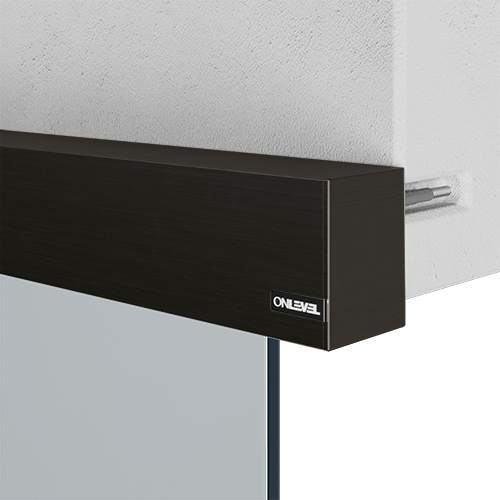 Infinity Slide 69kg wandmontage voor glazen schuifdeur inclusief softclose 200cm aluminium zwart geanodiseerd 31.1111.620.15