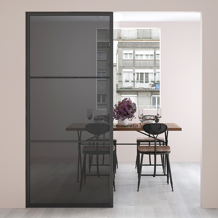 Stalen paneel 3 vaks rookglas 210,8 x 146,5cm