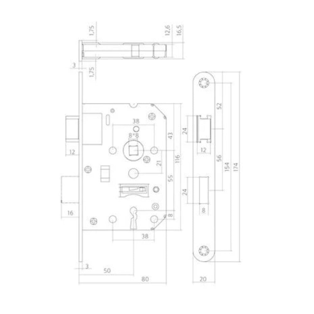 Deurbeslag set Ferro met sleutelgat en loopslot - Afbeelding 5