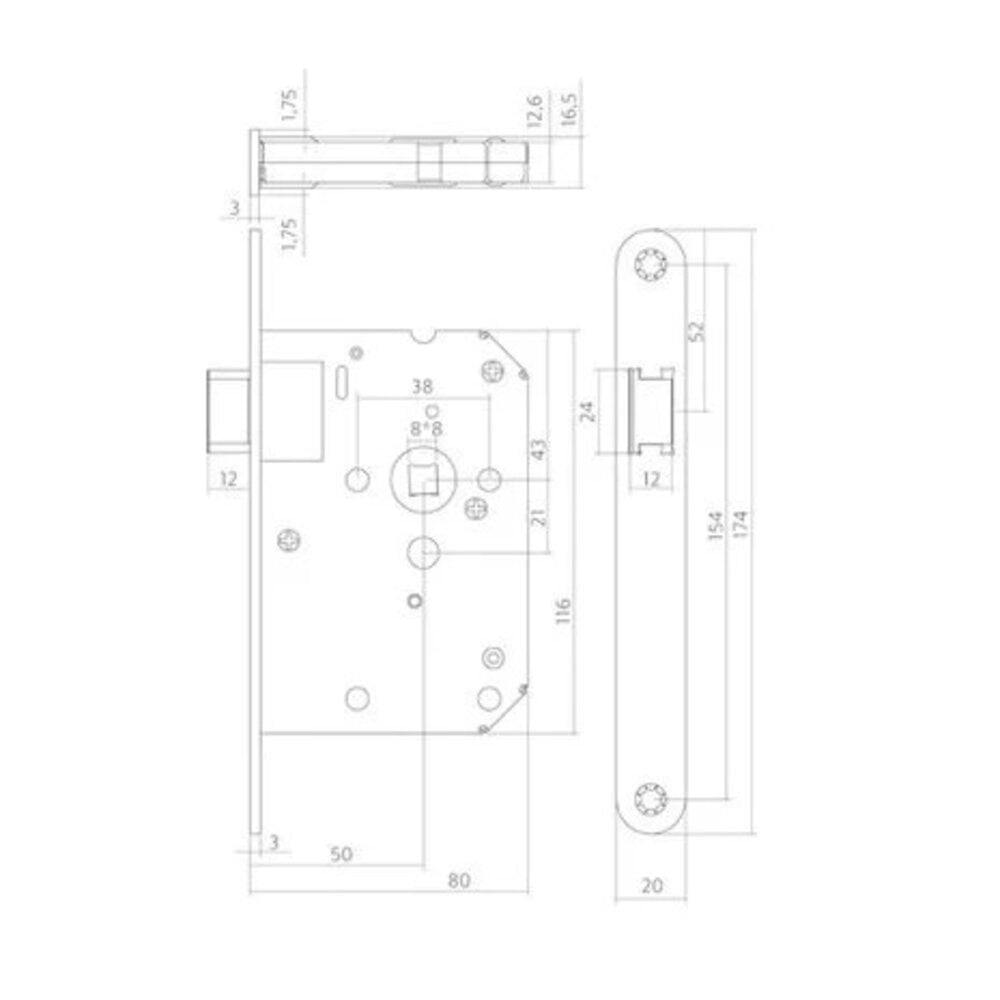 Deurbeslag set loopslot en deurklink Nova21 geveerd zwart - Afbeelding 5