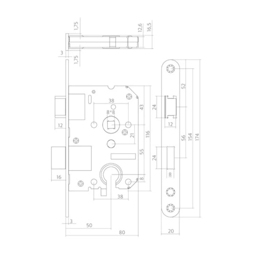 Deurbeslag set Lusso met cilindergat en cilinder dag-en nacht slot - Afbeelding 5