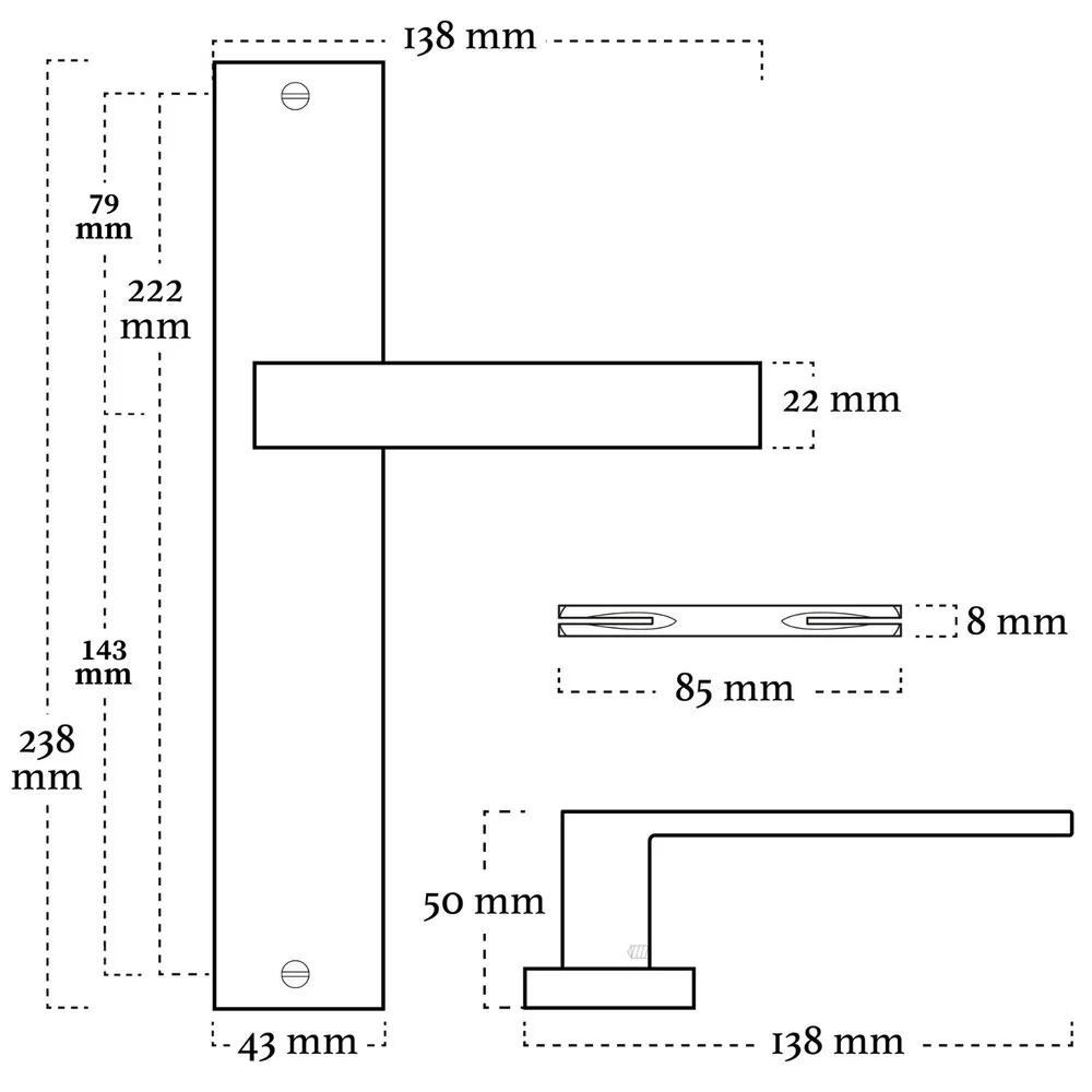 Deurbeslag set Lusso met loopslot - Afbeelding 3