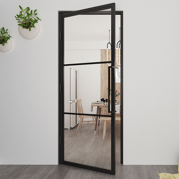 Maatwerk stalen scharnierdeur Colorline 3 vakken linksdraaiend grijs bruin