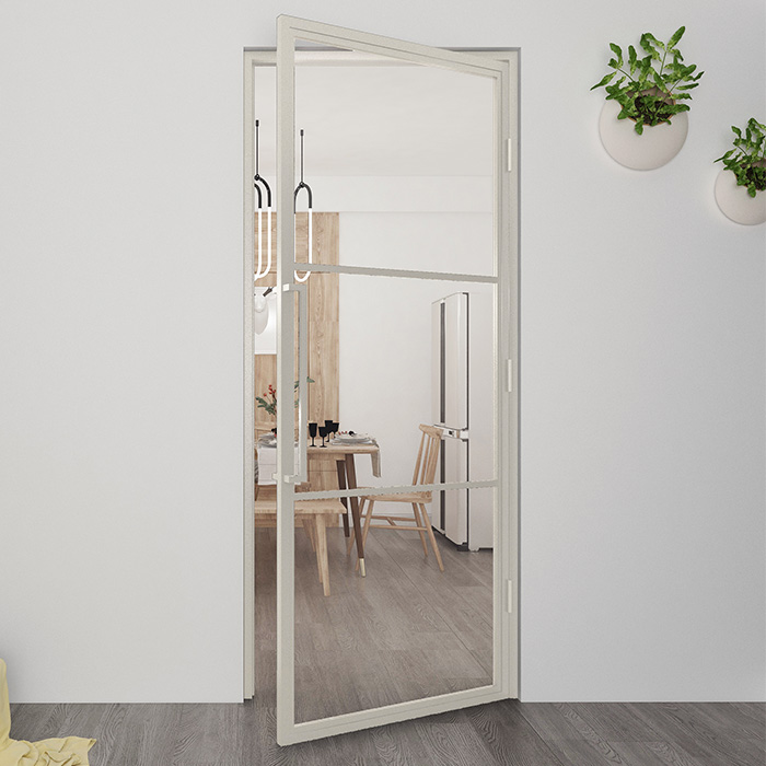 Maatwerk stalen scharnierdeur Colorline 3 vakken rechtsdraaiend zuiver wit