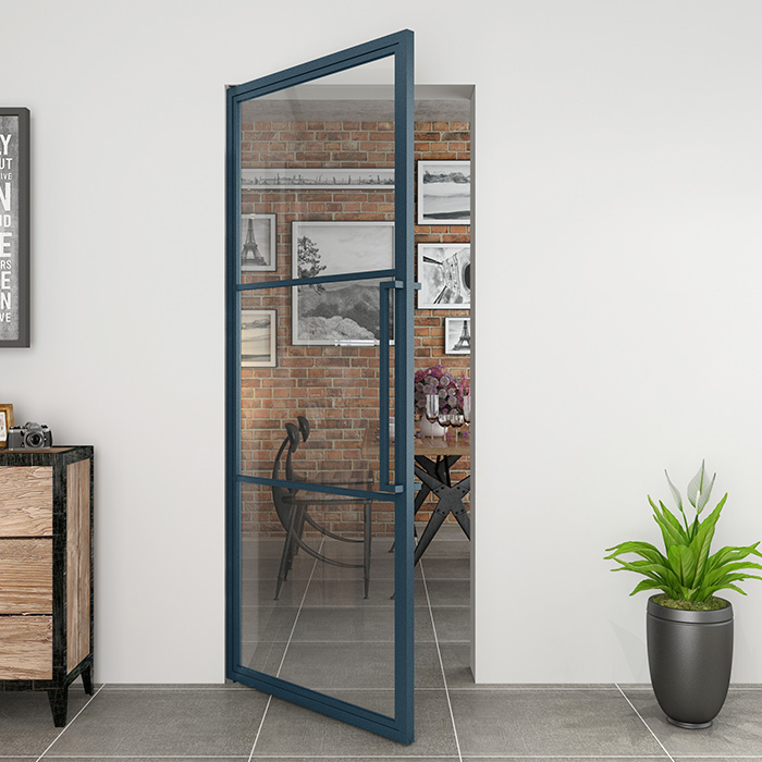 Maatwerk stalen taatsdeur Colorline 3 vakken grijs blauw