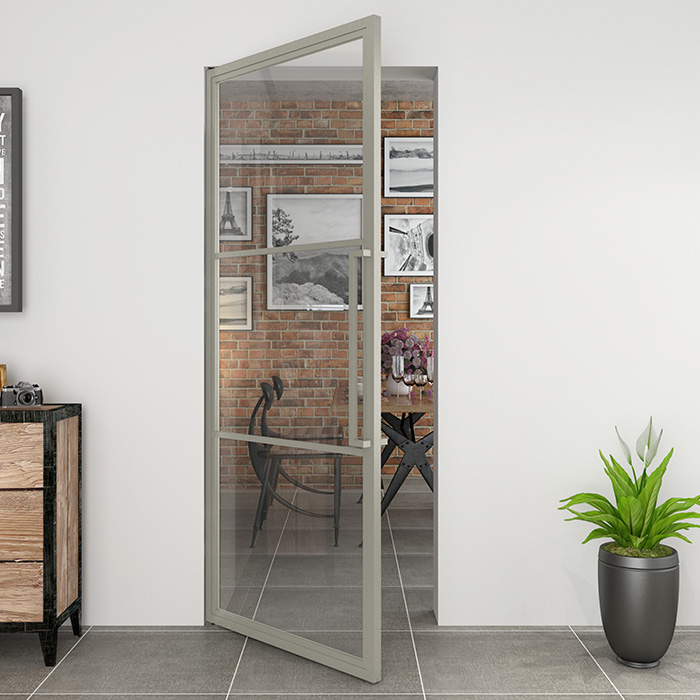 Maatwerk stalen taatsdeur Colorline 3 vakken kiezel grijs