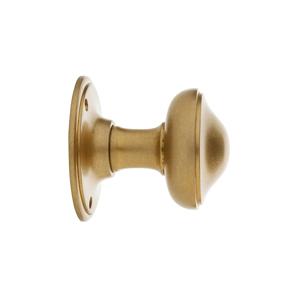 Vaste deurknop 80mm in messing getrommeld