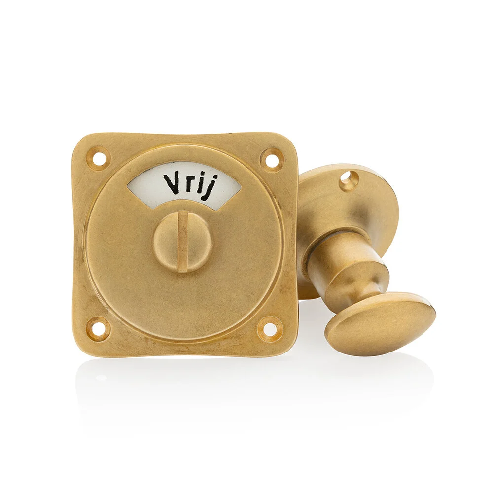 WC Slot Draaiknop vrij-bezet messing getrommeld rond rozet