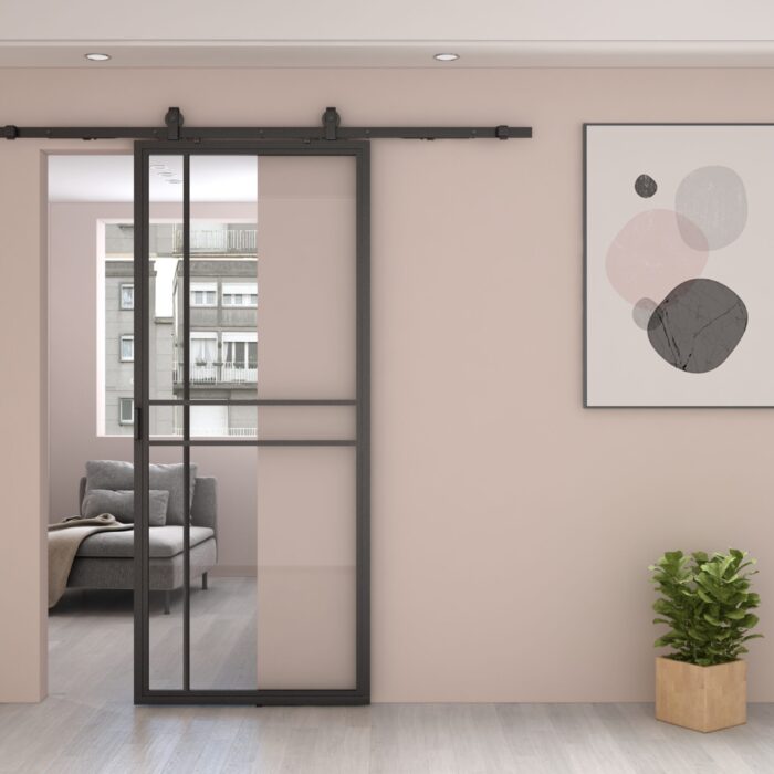 Maatwerk schuifdeur Smartline 6-vaks asymmetrisch helder glas