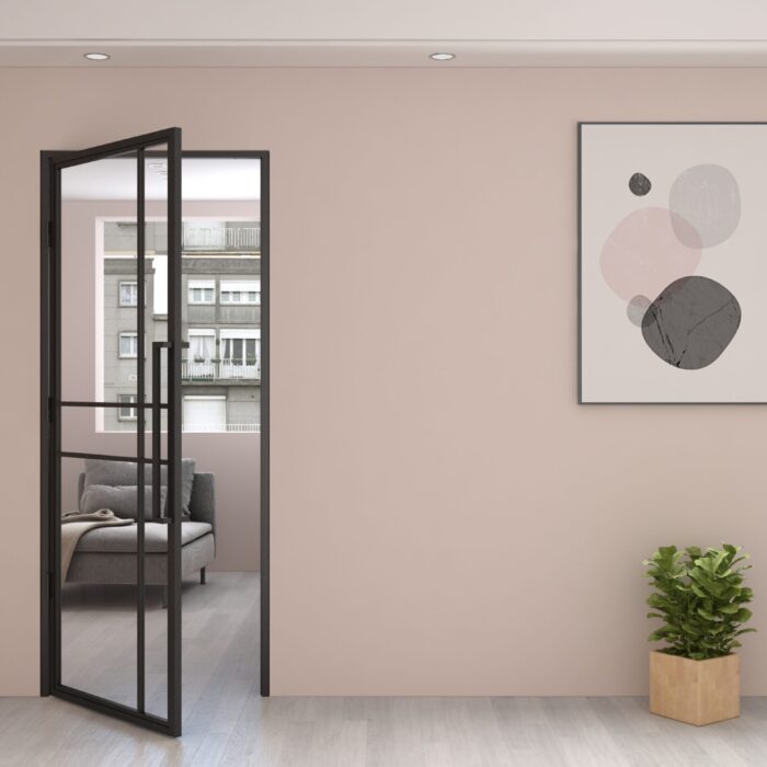 Stalen scharnierdeur Smartline linksdraaiend helder glas 6 vaks asymmetrisch 231,5 x 93cm