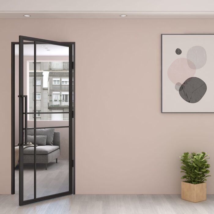 Stalen scharnierdeur Smartline rechtsdraaiend helder glas 6 vaks asymmetrisch 231,5 x 93cm