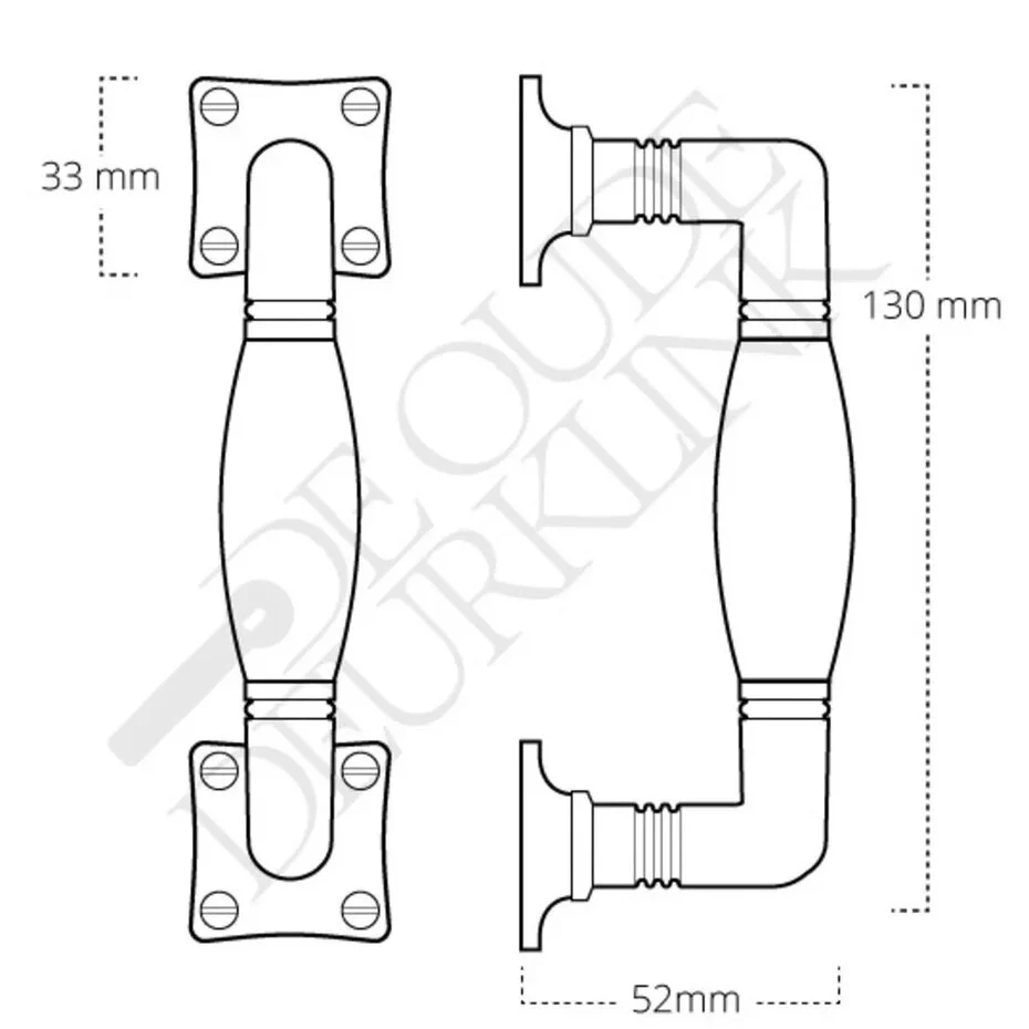 Klassieke handgreep messing gelakt vierkant - Afbeelding 3