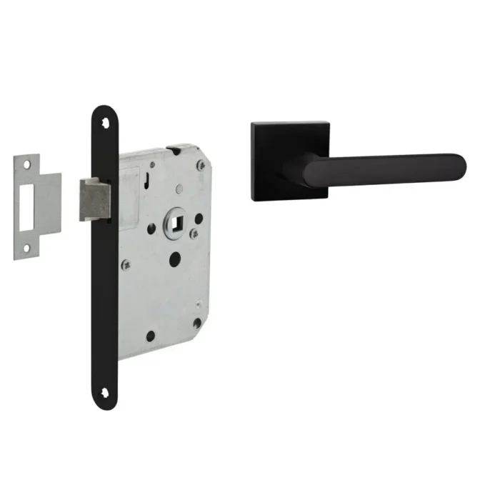 Deurbeslag set loopslot en deurklink Linee zwart