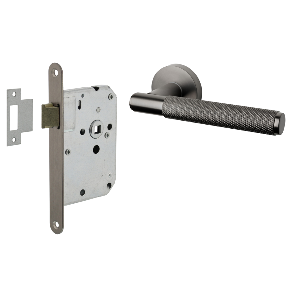 Deurbeslag set loopslot en deurklink Luxor antraciet grijs