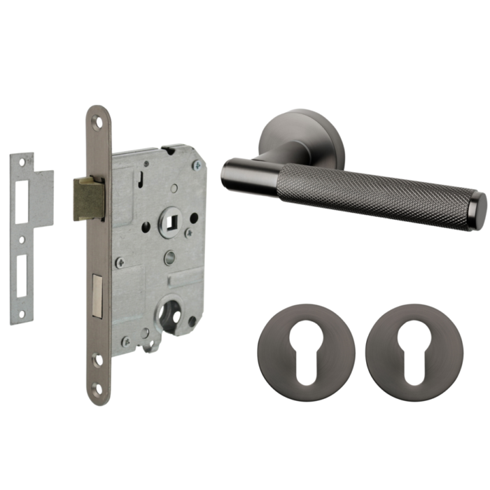 Deurbeslag set met cilinderrozet en deurklink Luxor antraciet grijs