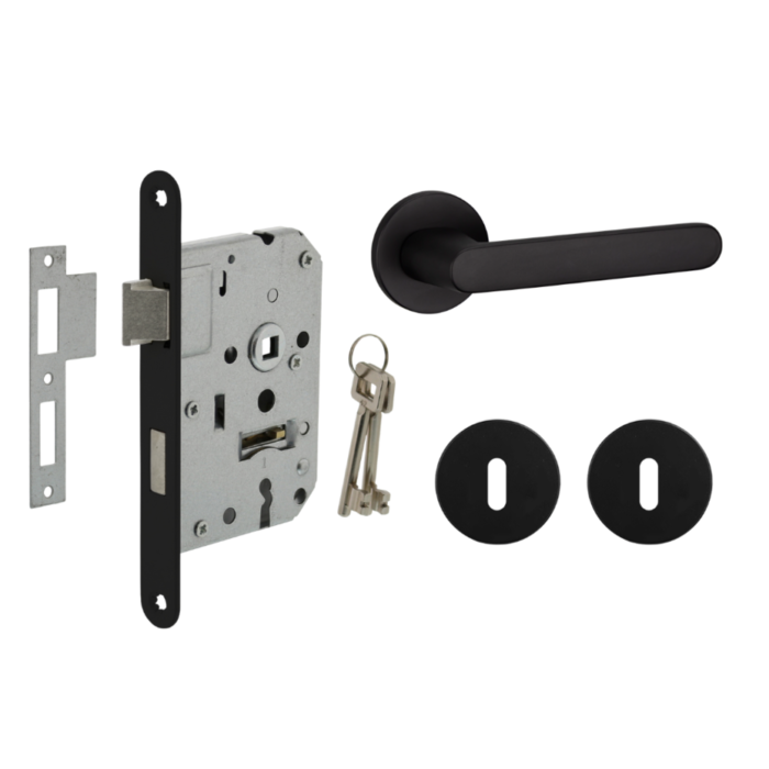 Deurbeslag set met sleutelrozet en deurklink Tondo zwart