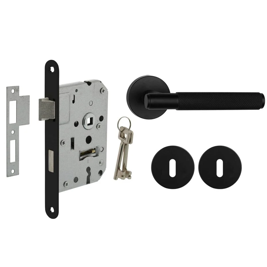Deurbeslag set met sleutelrozet en deurklink Luxor mat zwart
