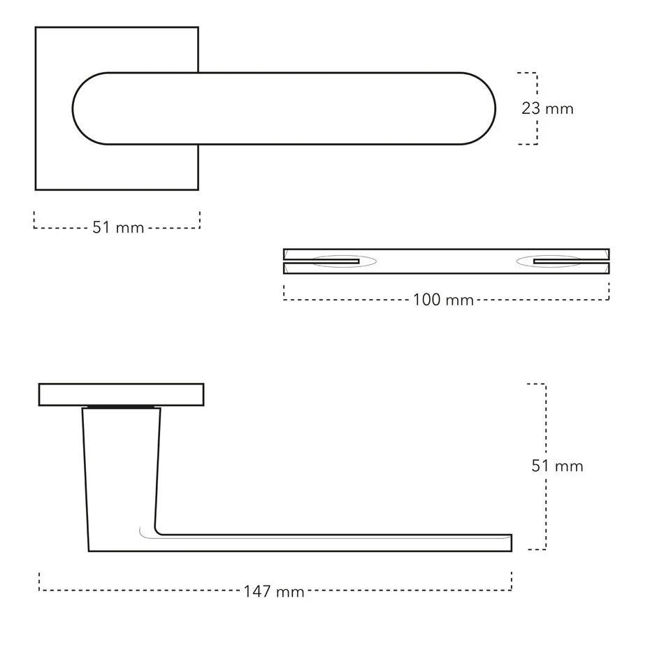 Deurbeslag set met WC-slot en deurklink Linee zwart - Afbeelding 2