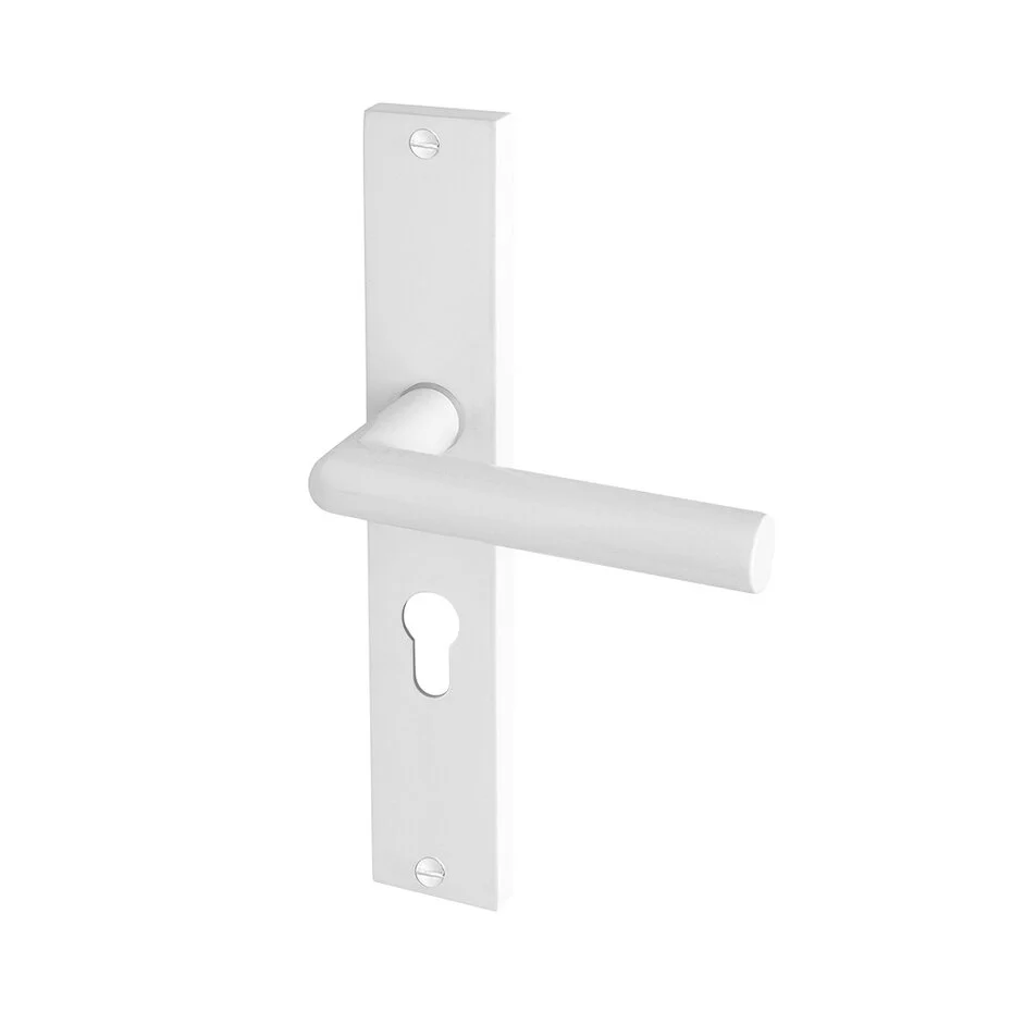 Deurklink Ferro geveerd op schild cilindergat 55mm wit - Afbeelding 2