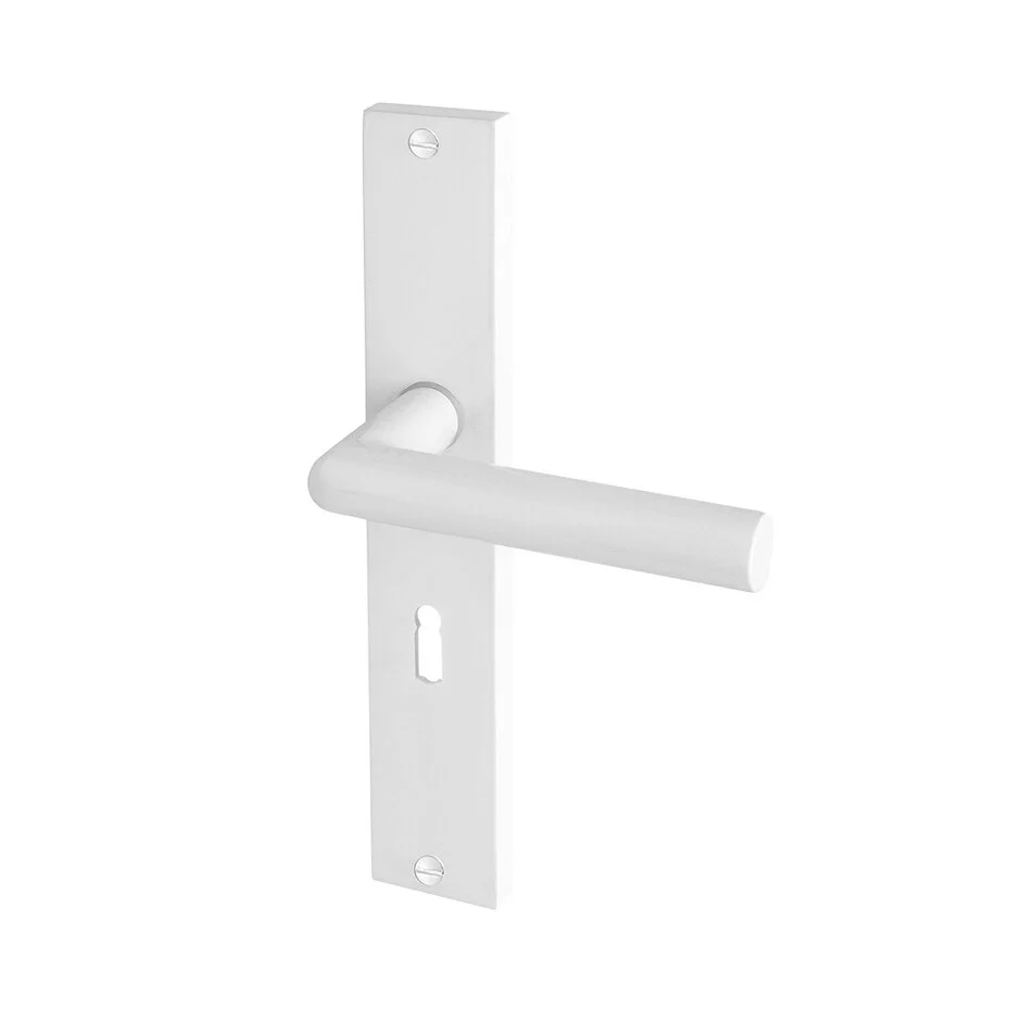 Deurklink Ferro geveerd op schild sleutelgat 55mm wit - Afbeelding 2