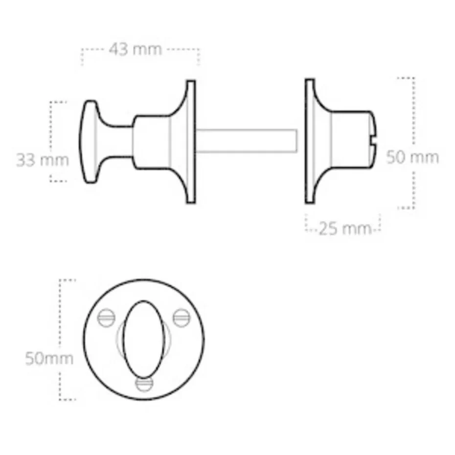 WC draaiknop messing gelakt rond - Afbeelding 2