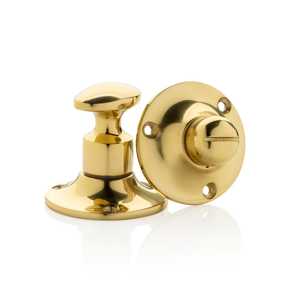 WC draaiknop messing gelakt rond